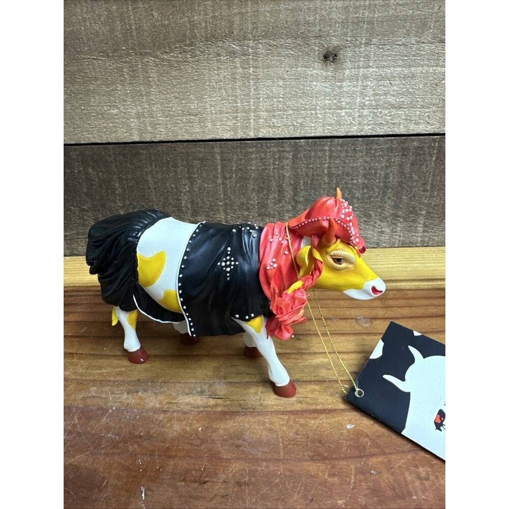 Cow Parade #7252 "Moo'velous Miss Rhinestone Cow Girl" Resin In Box -flaw